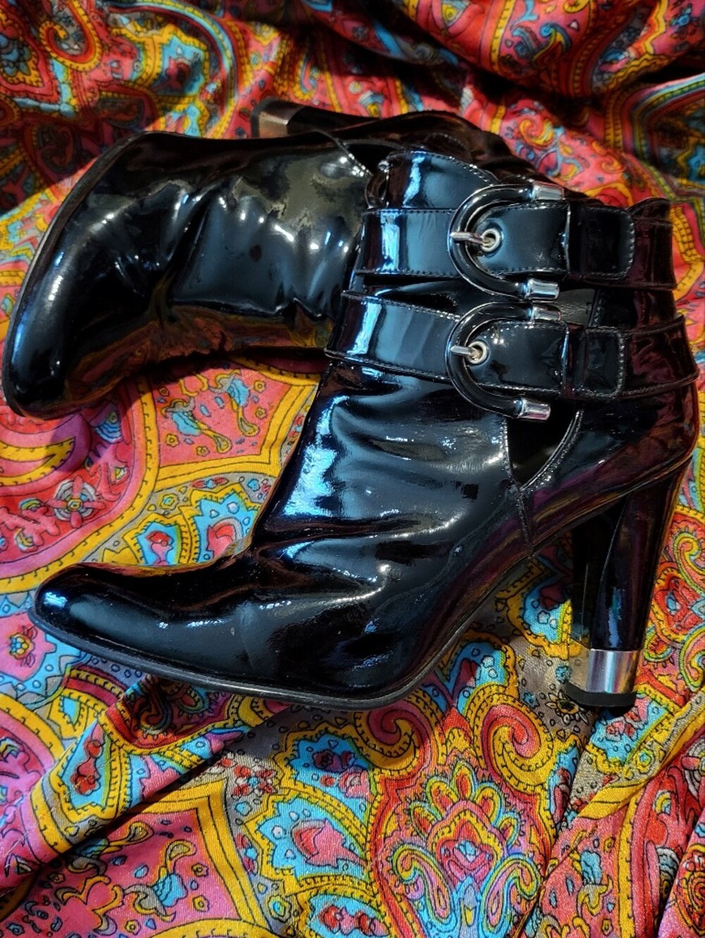 Stuart Weitzman Black Patent Leather Ankle Boots Booties Women's Size 5